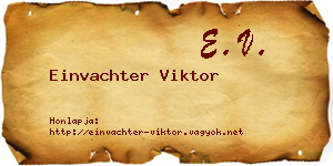 Einvachter Viktor névjegykártya